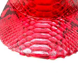 Barya NewYork All-Over Red Python Strap-Back Hat - Dudes Boutique