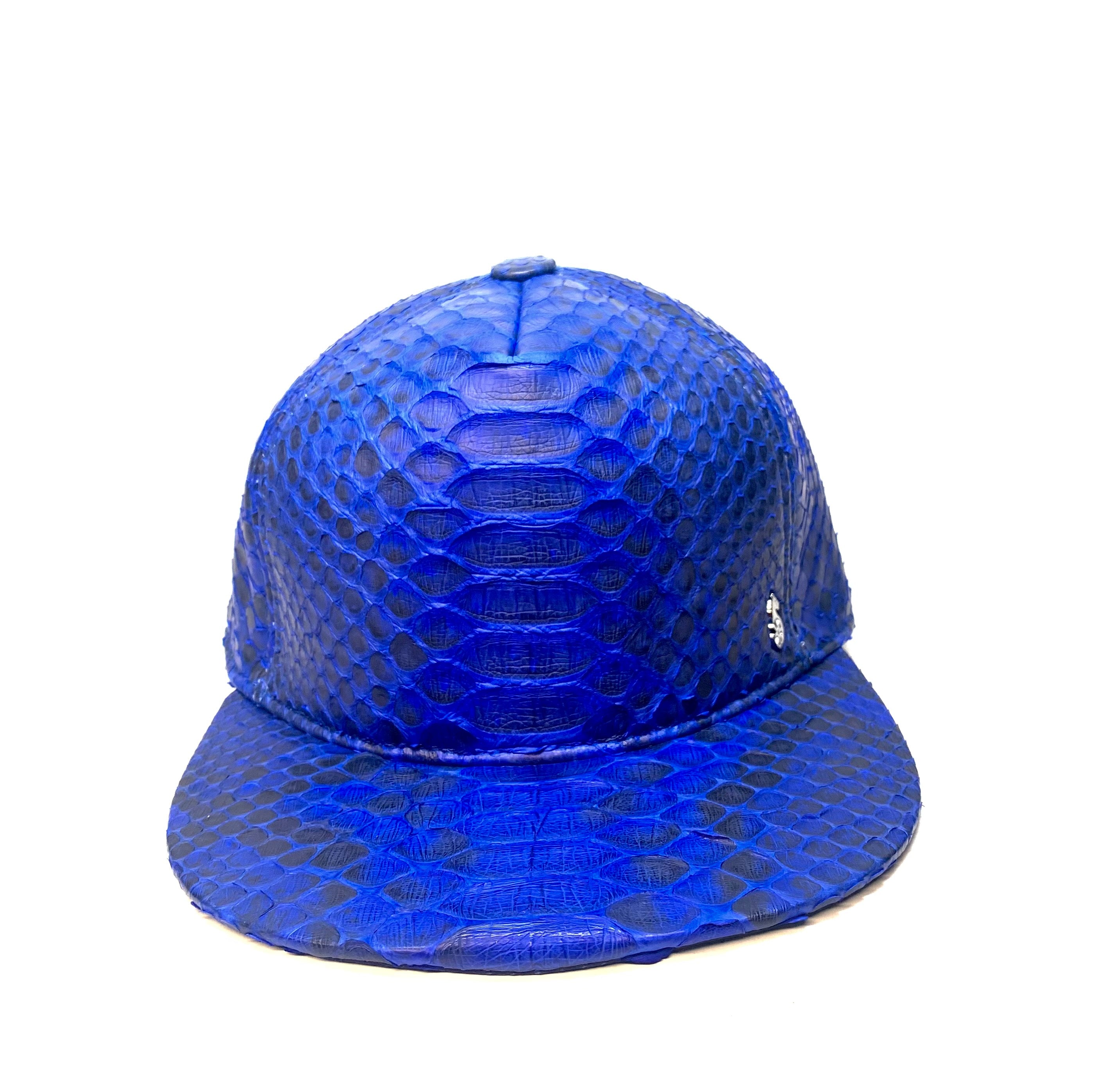 Barya NewYork All-Over Royal Blue Python Strap-Back Hat - Dudes Boutique