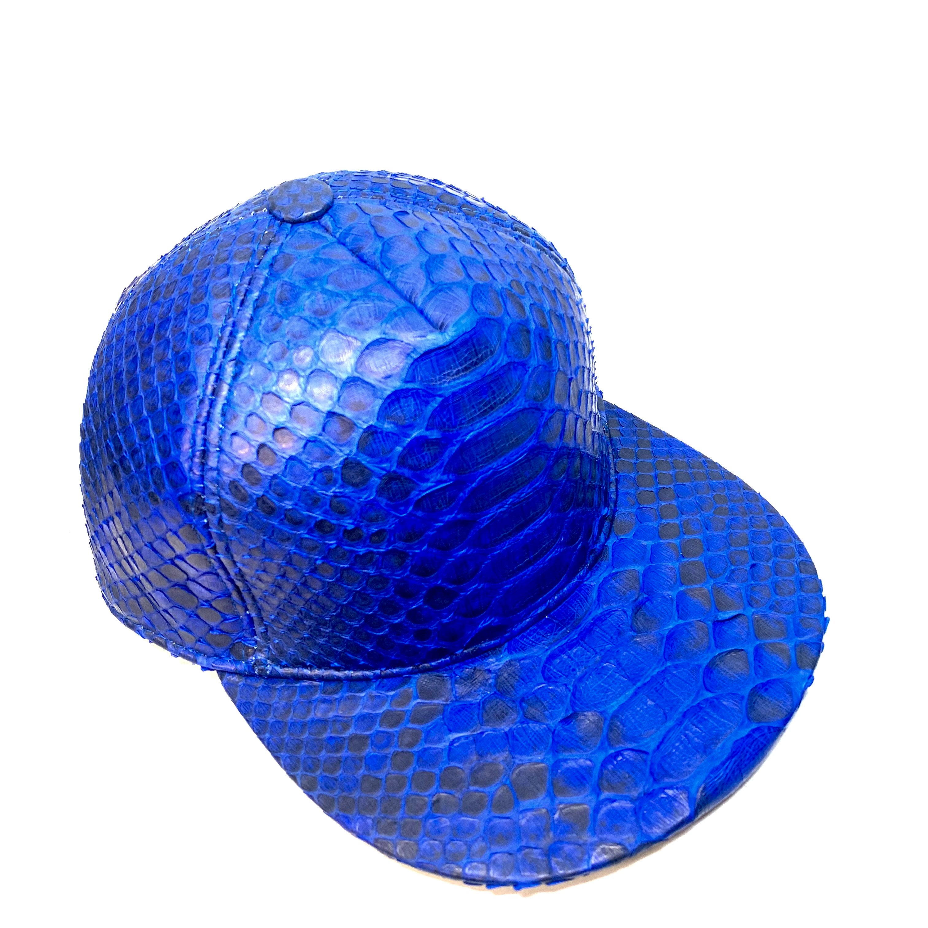 Barya NewYork All-Over Royal Blue Python Strap-Back Hat - Dudes Boutique