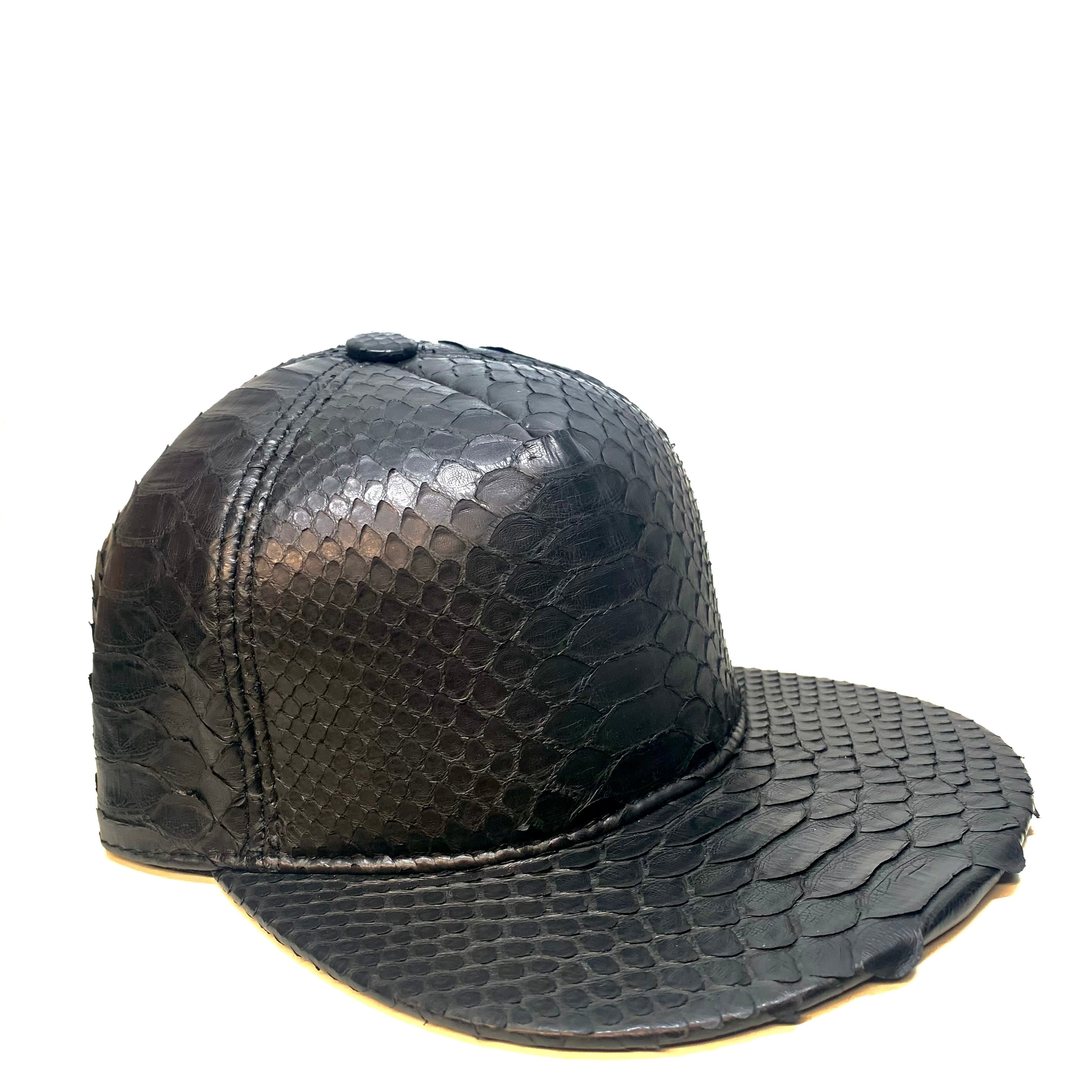 Barya NewYork All-Over Black Python Strap-Back Hat - Dudes Boutique