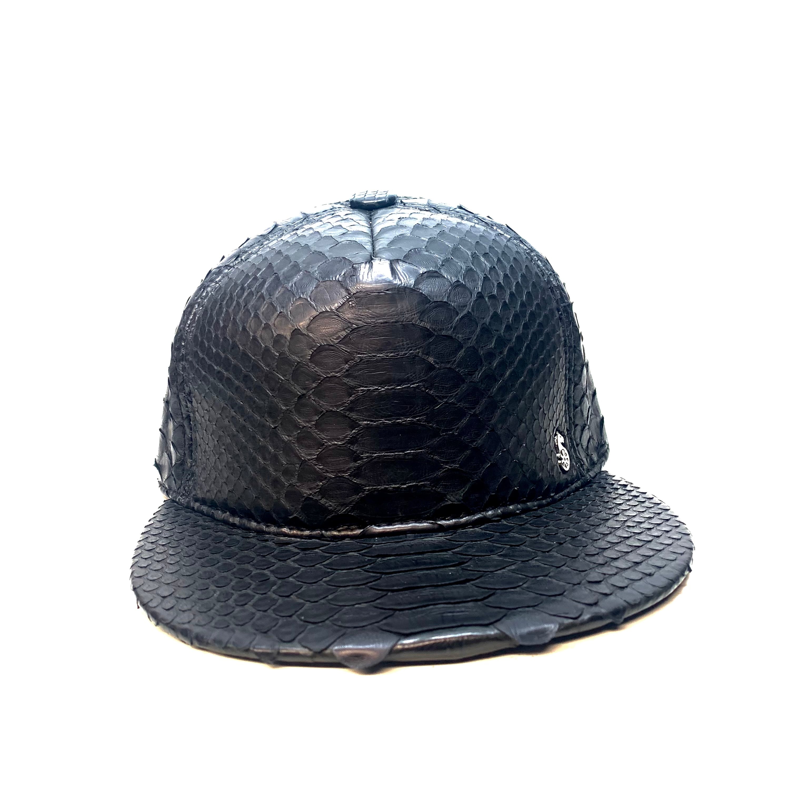 Barya NewYork All-Over Black Python Strap-Back Hat - Dudes Boutique