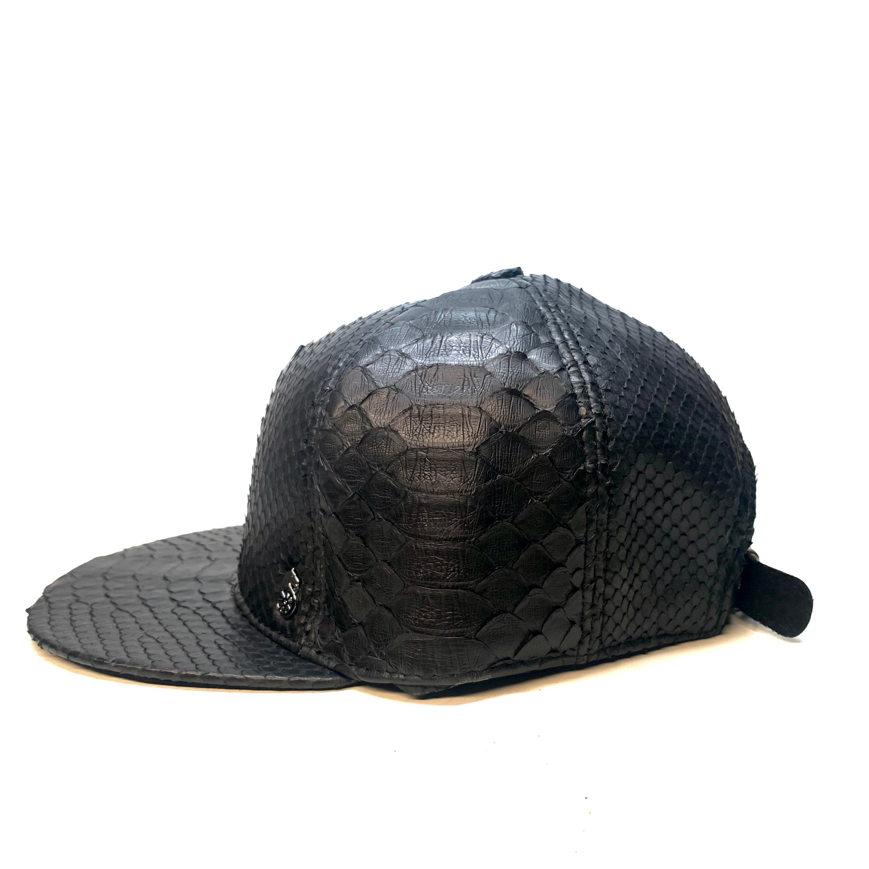 Barya NewYork All-Over Black Python Strap-Back Hat - Dudes Boutique