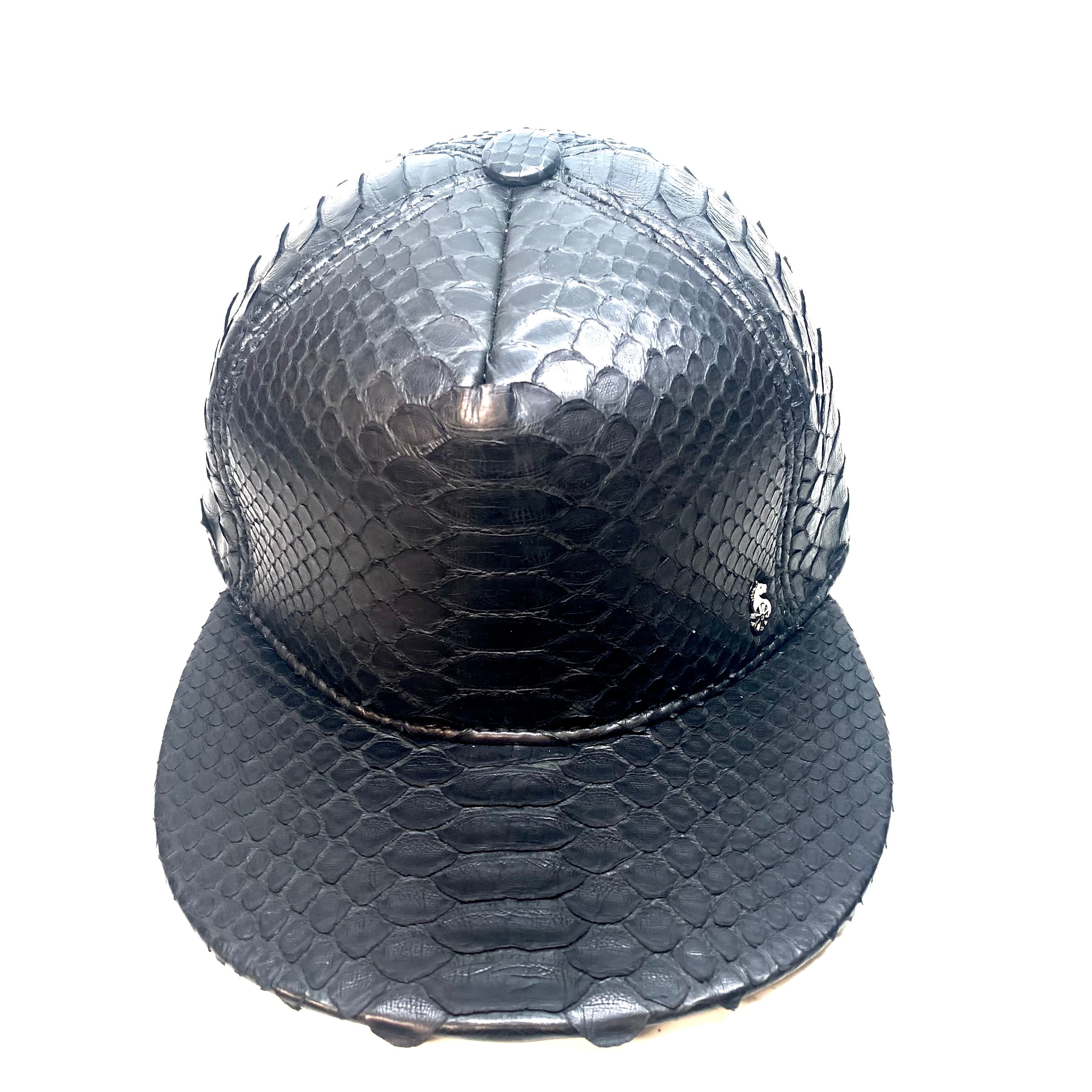 Barya NewYork All-Over Black Python Strap-Back Hat - Dudes Boutique