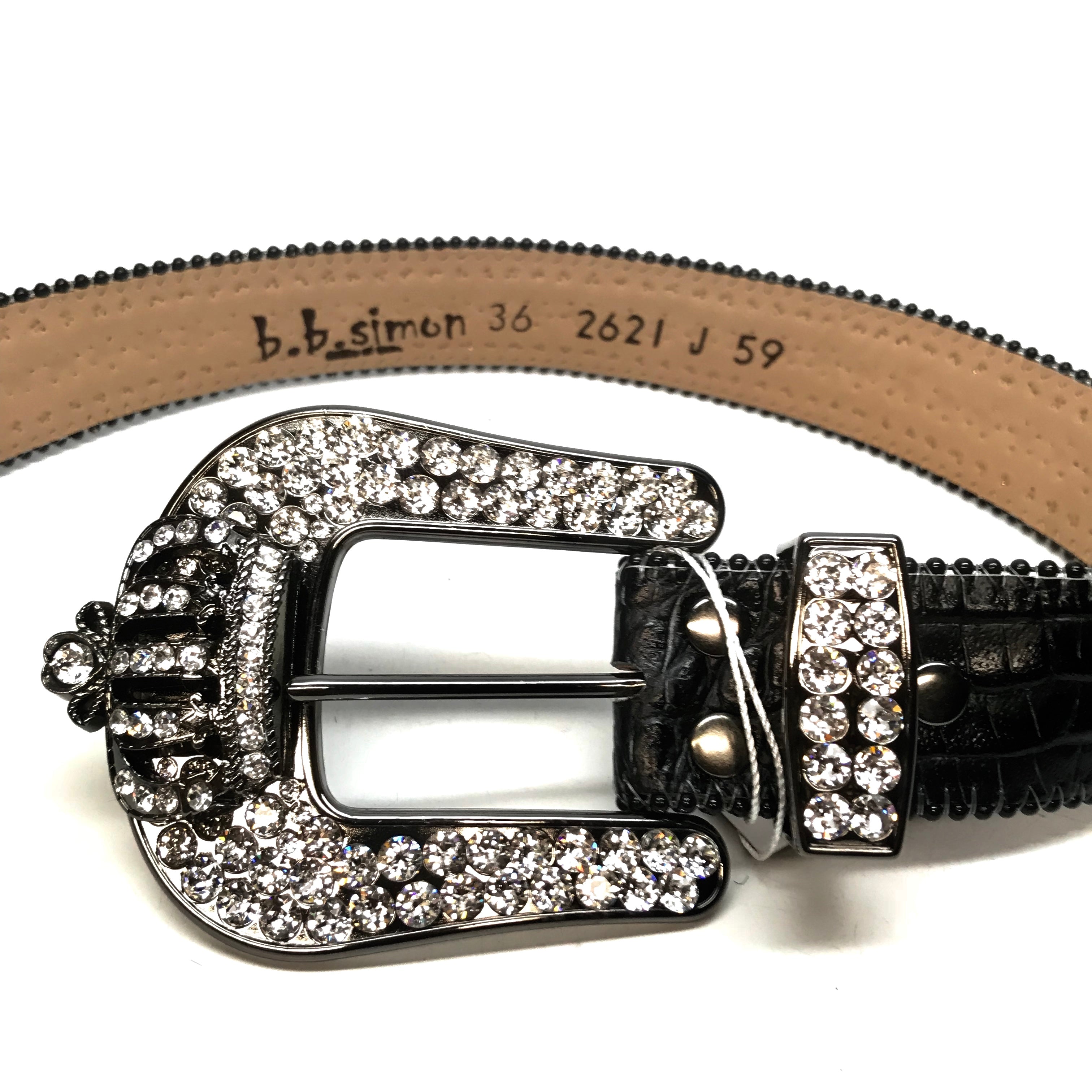 b.b. Simon 'Black Crown' Double Studded Row Crystal Belt – Dudes