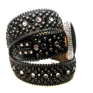 b.b. Simon Classic '8 Ball' Black Crystal Belt - Dudes Boutique