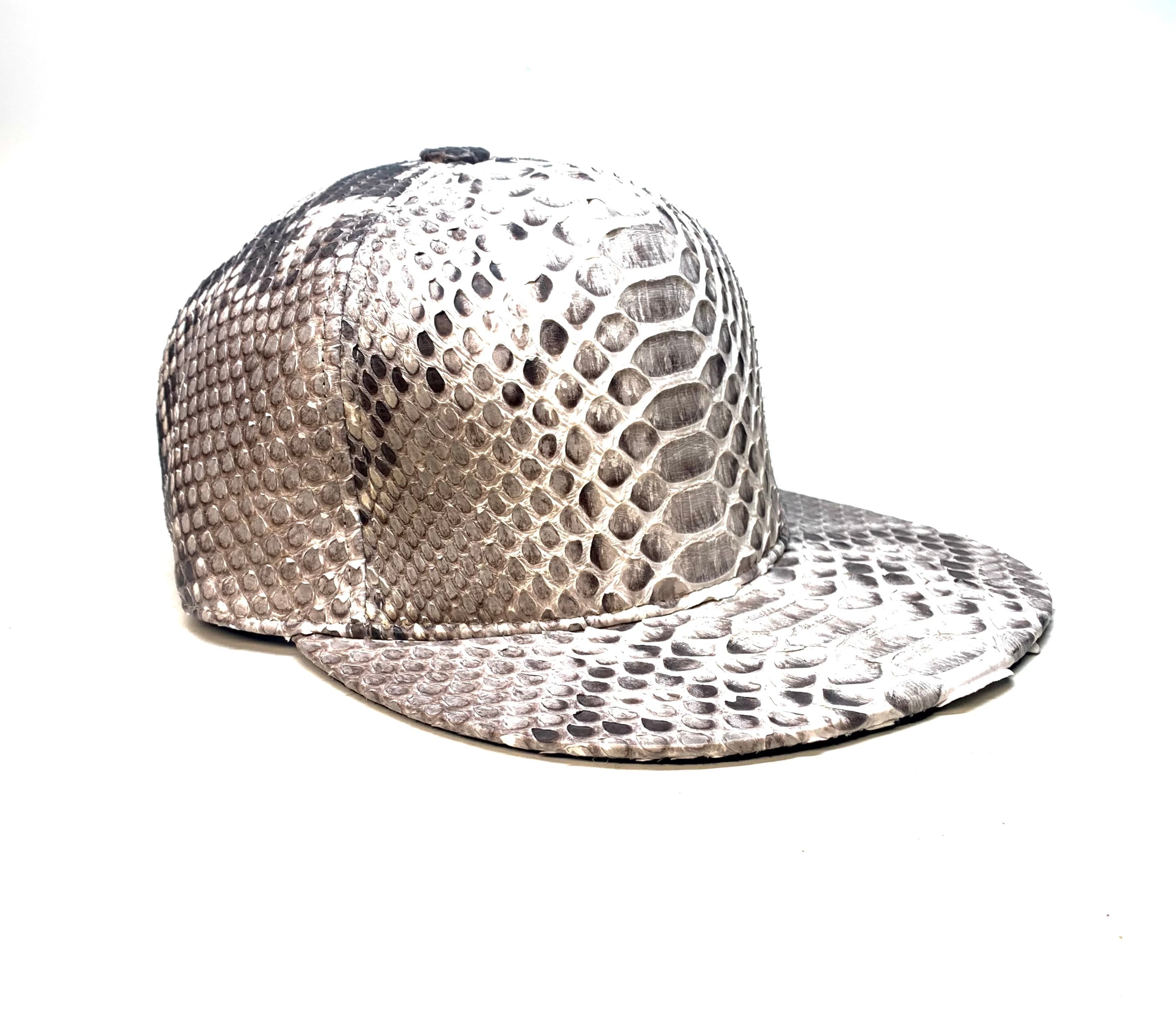 Barya Newyork All-Over Natural Python Strap-Back Hat - Dudes Boutique