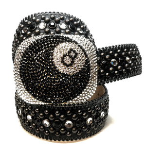 b.b. Simon Classic '8 Ball' Black Crystal Belt - Dudes Boutique