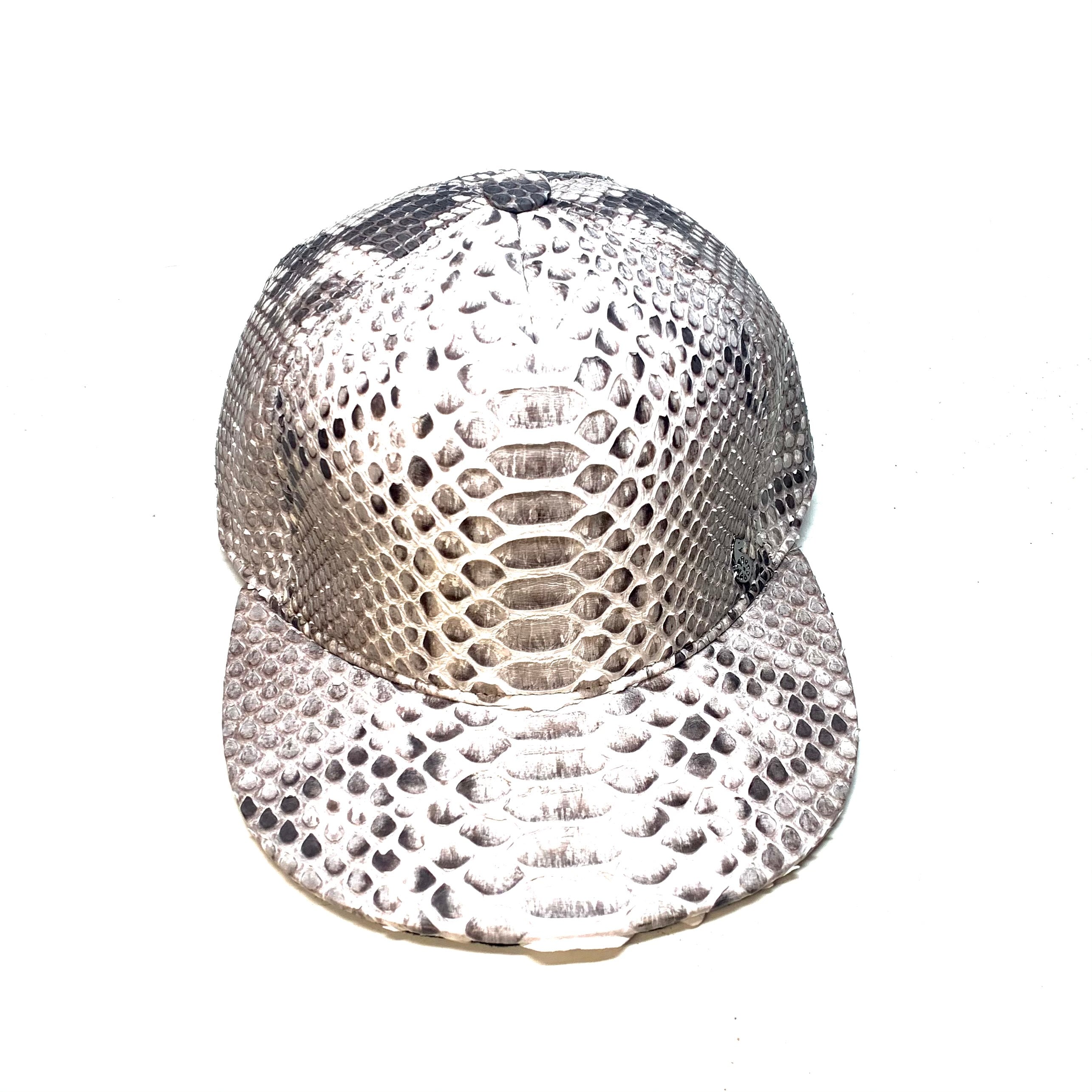 Barya Newyork All-Over Natural Python Strap-Back Hat - Dudes Boutique