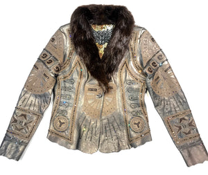 Kashani Mink Aztec Swarovski Crystal Jacket - Dudes Boutique