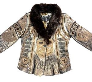 Kashani Mink Aztec Swarovski Crystal Jacket - Dudes Boutique