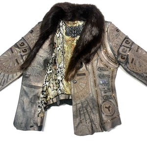 Kashani Mink Aztec Swarovski Crystal Jacket - Dudes Boutique