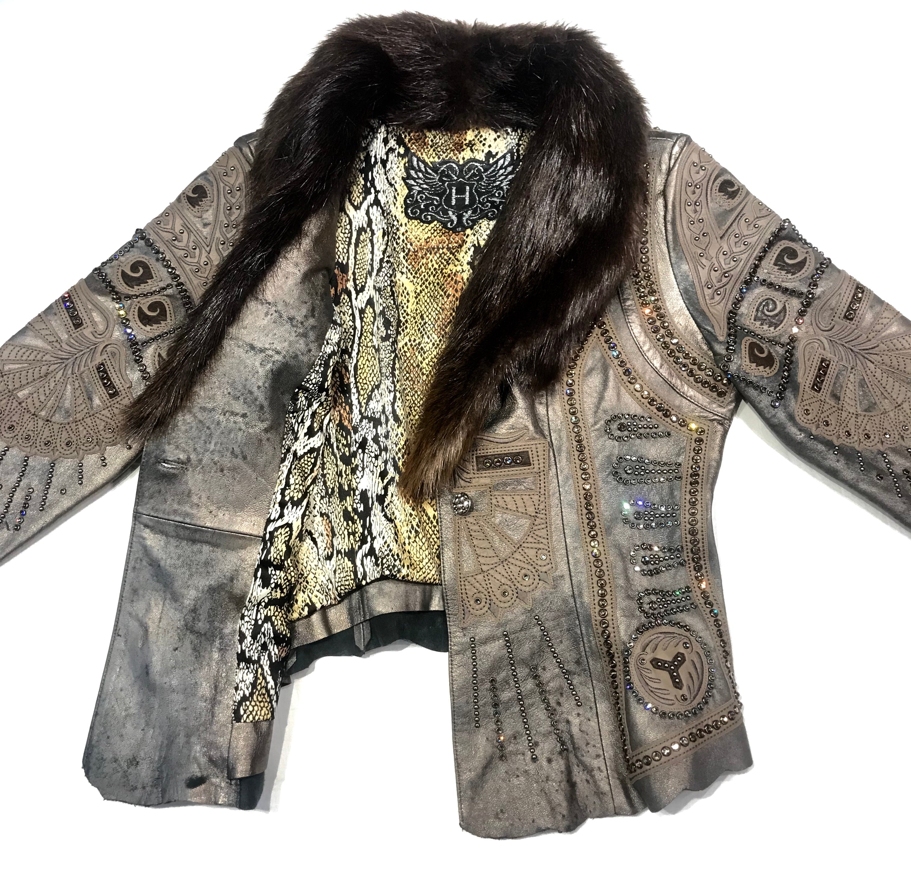 Kashani Mink Aztec Swarovski Crystal Jacket - Dudes Boutique