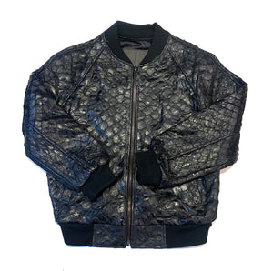 Kashani Genuine Pirarucu Fish Black Bomber Jacket - Dudes Boutique