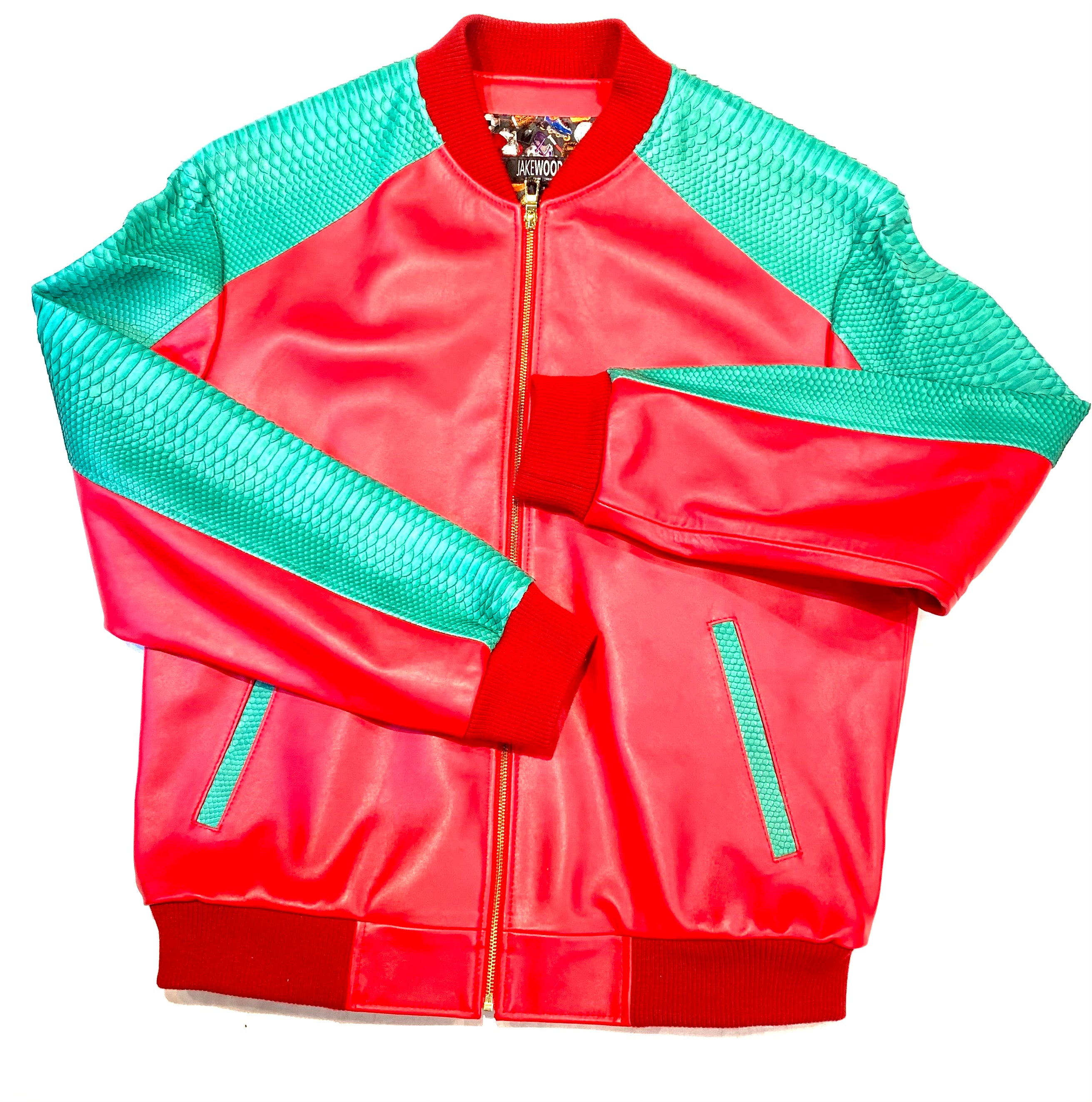 Kashani Python Red Green Bomber Jacket - Dudes Boutique