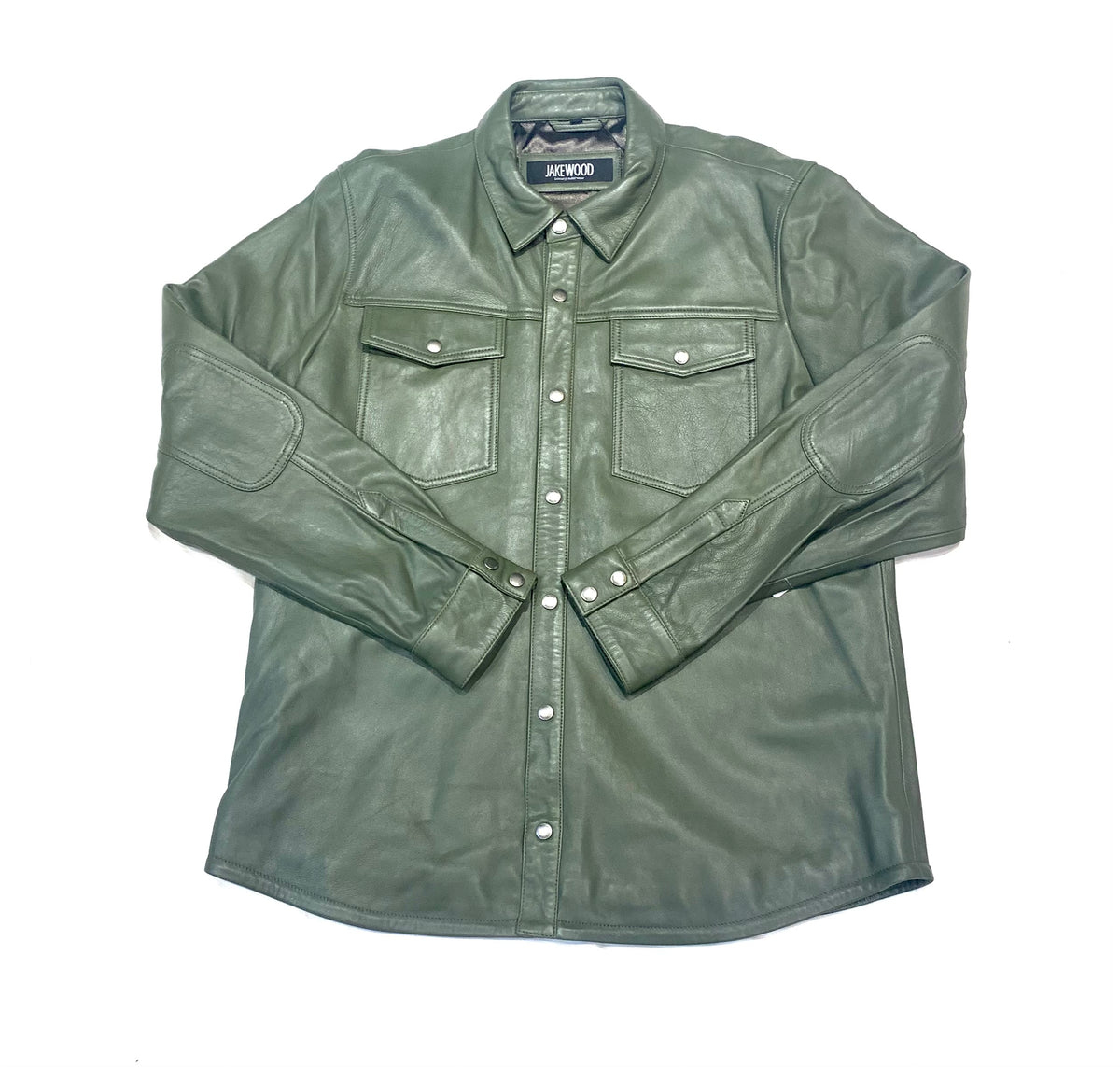 Kashani Men's Olive Green Lambskin Button-Up Shirt - Dudes Boutique