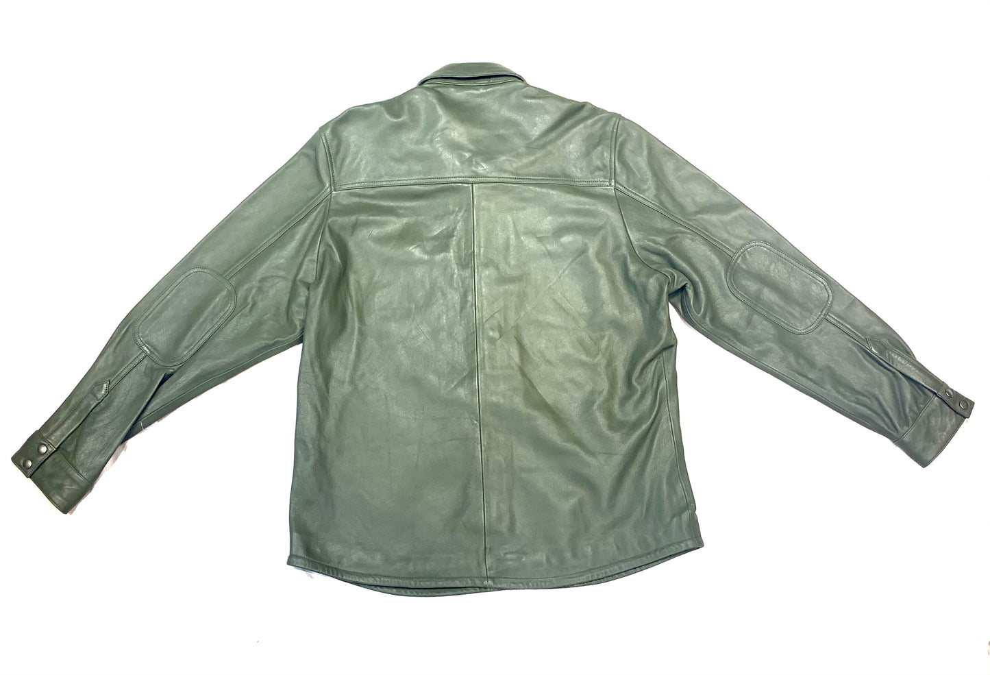 Kashani Men's Olive Green Lambskin Button-Up Shirt - Dudes Boutique