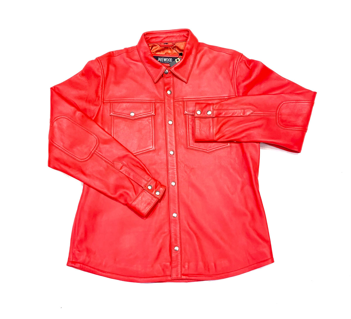 Kashani Men's Light Red Lambskin Button-Up Shirt - Dudes Boutique