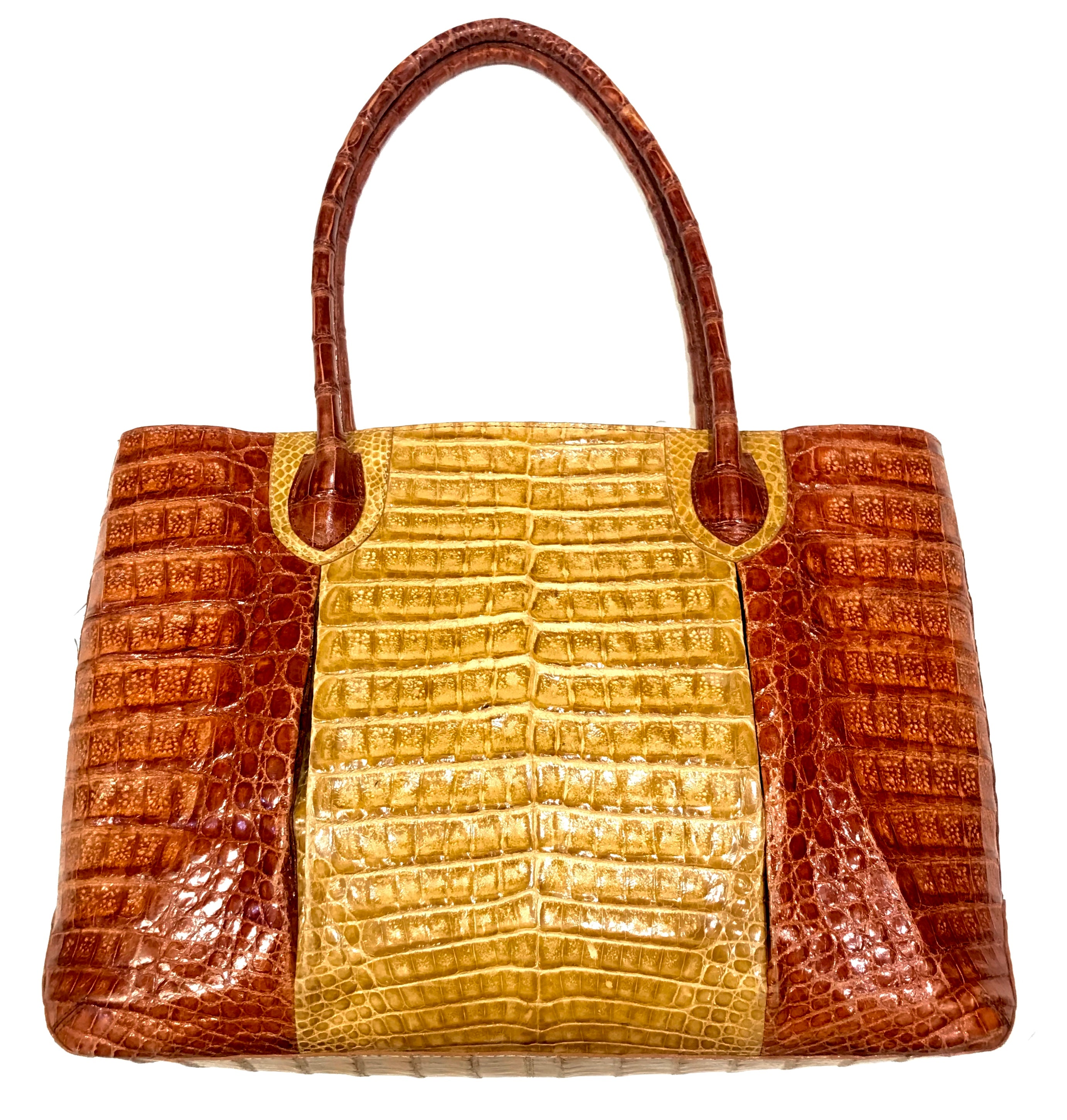 Kashani Two Tone All Over Alligator Handbag - Dudes Boutique