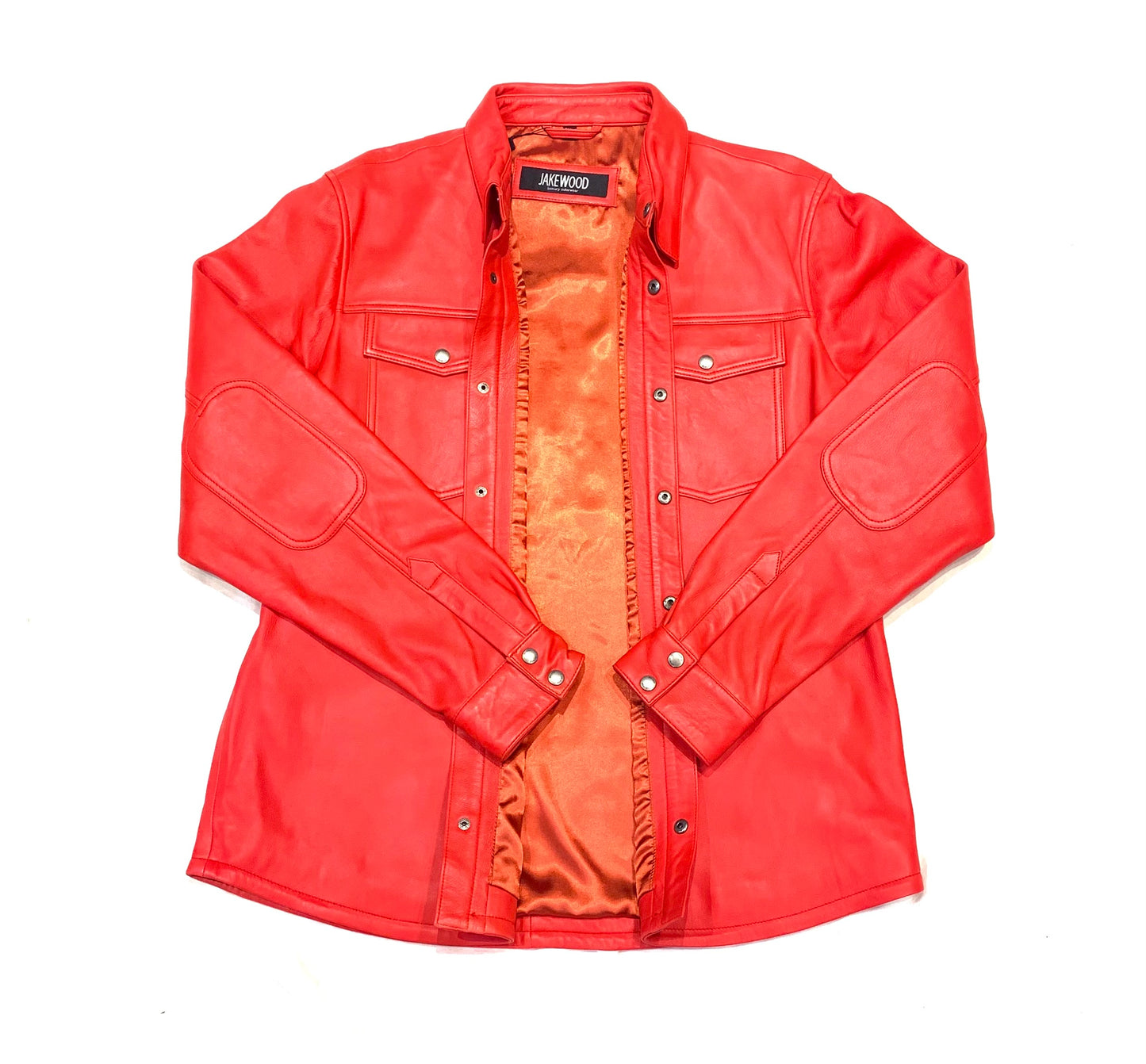 Kashani Men's Light Red Lambskin Button-Up Shirt - Dudes Boutique
