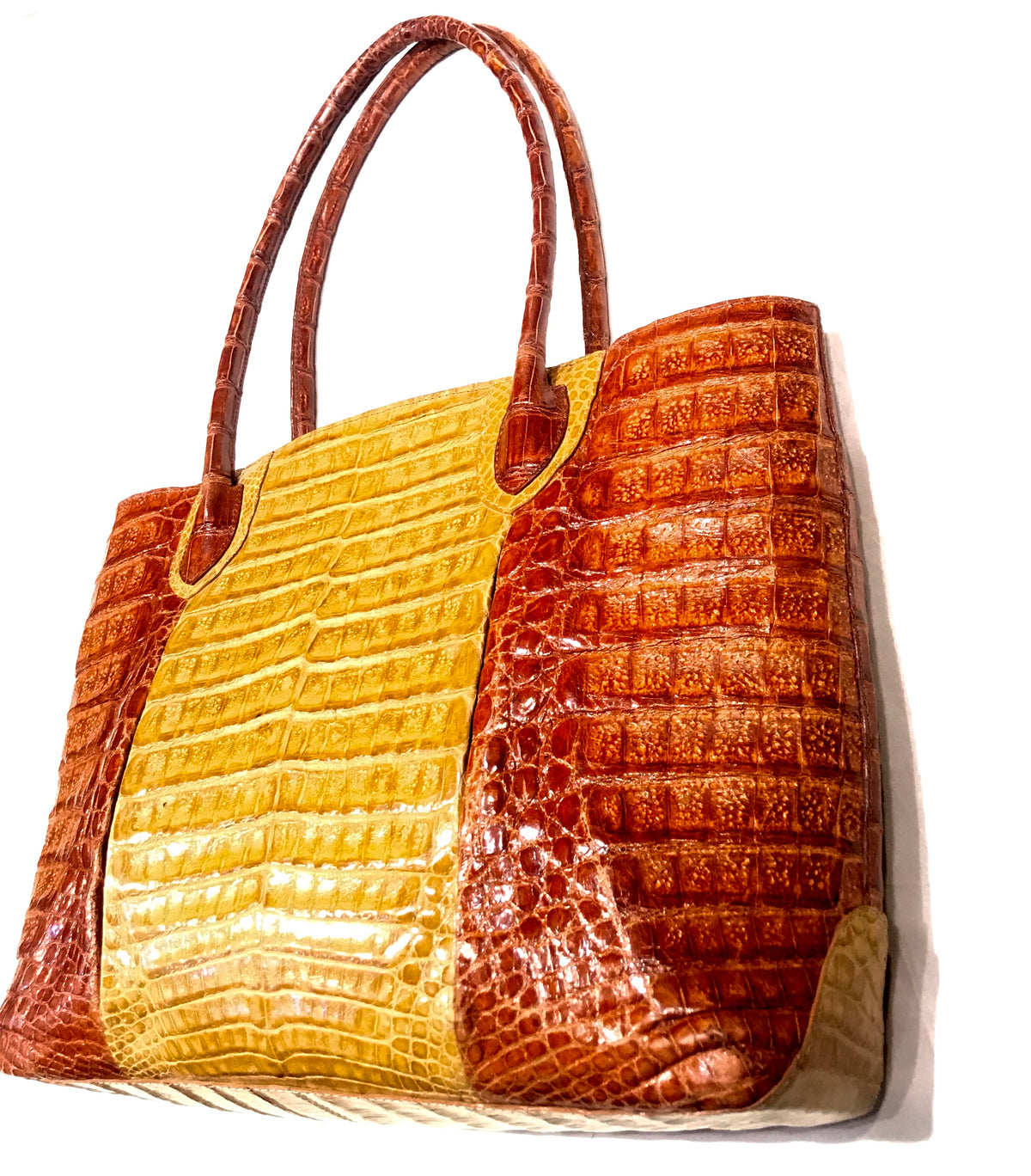 Kashani Two Tone All Over Alligator Handbag - Dudes Boutique