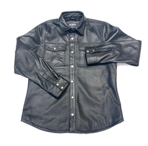 Kashani Men's Black Lambskin Button-Up Shirt - Dudes Boutique