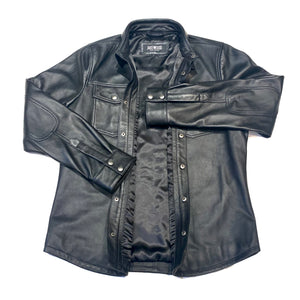 Kashani Men's Black Lambskin Button-Up Shirt - Dudes Boutique