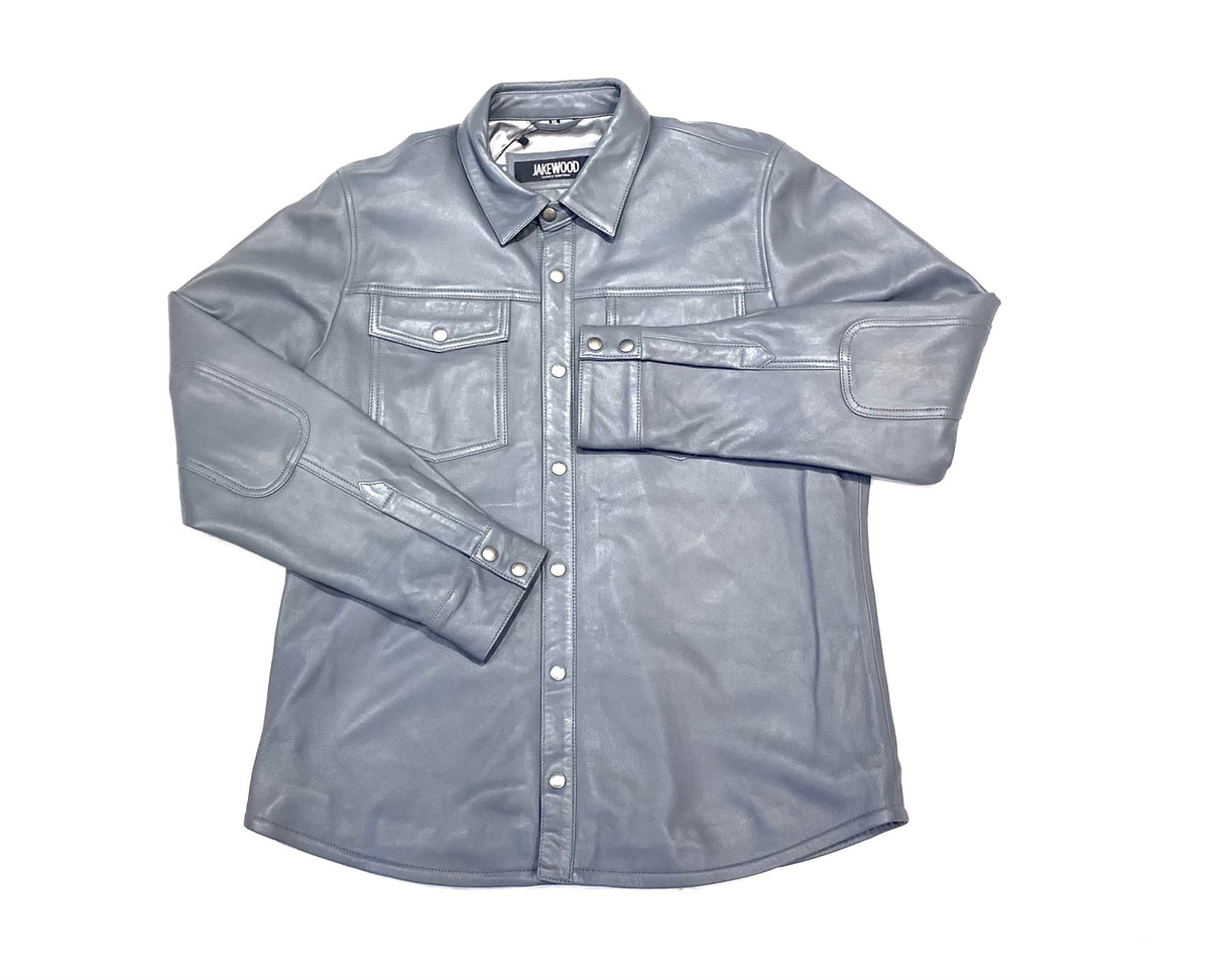 Kashani Men's Grey Lambskin Button-Up Shirt - Dudes Boutique