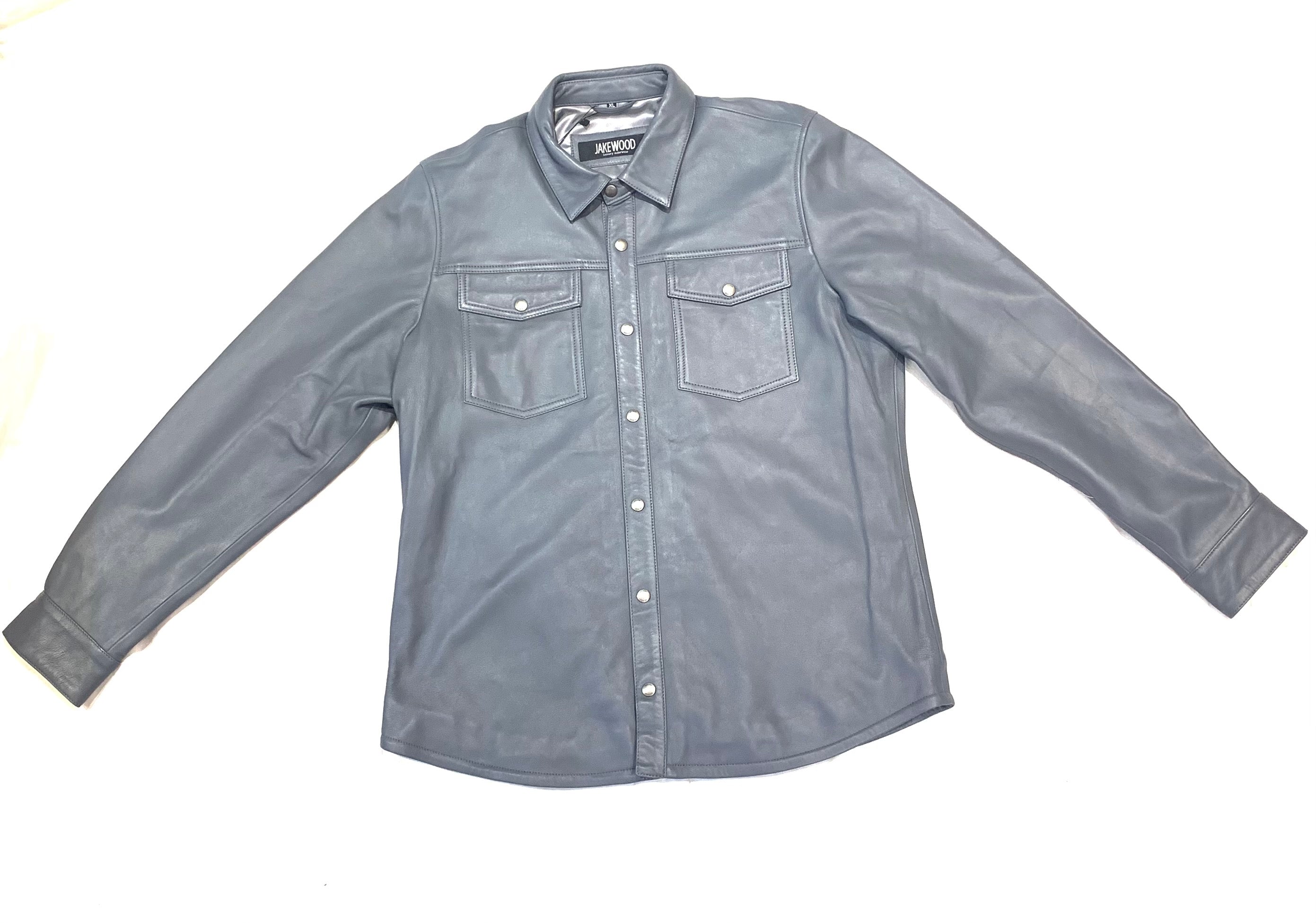 Kashani Men's Grey Lambskin Button-Up Shirt - Dudes Boutique