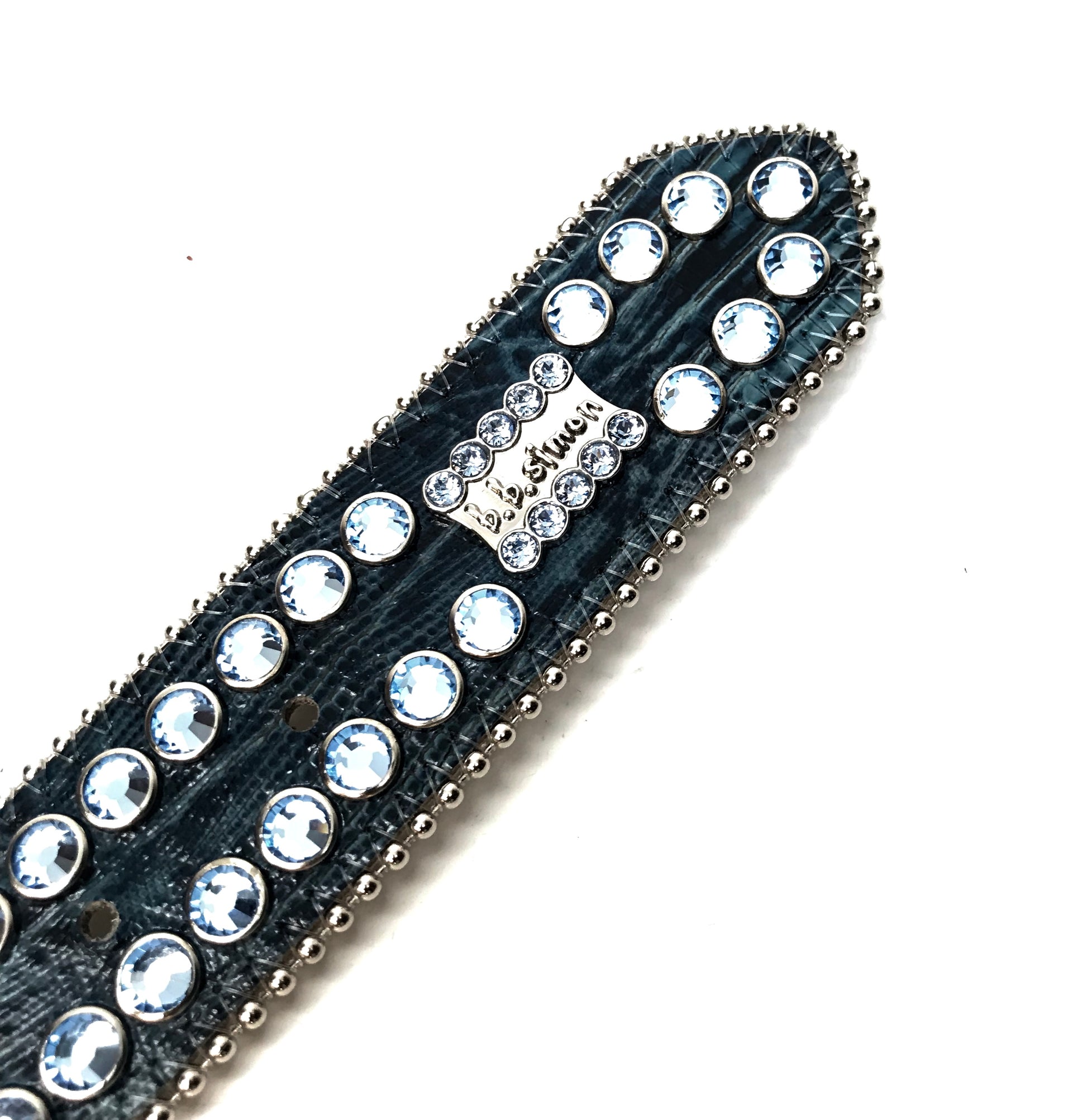 b.b. Simon Skull Blue Lizard Fully Loaded Double Row Crystal Belt - Dudes Boutique