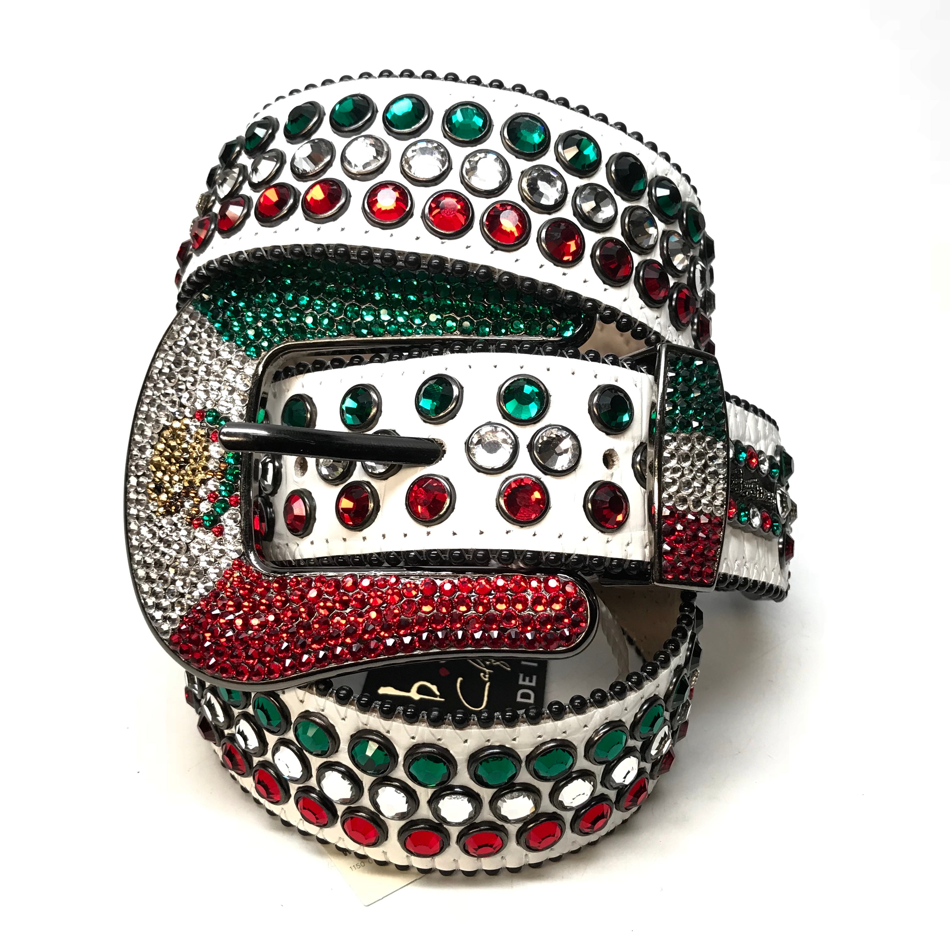 b.b. Simon "Mexican Flag" Fully Loaded Crystal Belt - Dudes Boutique