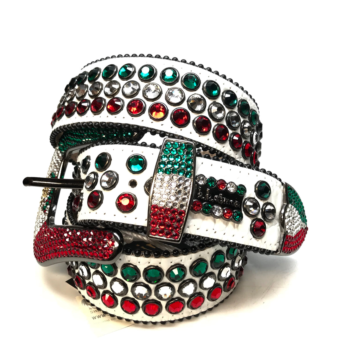 b.b. Simon "Mexican Flag" Fully Loaded Crystal Belt - Dudes Boutique