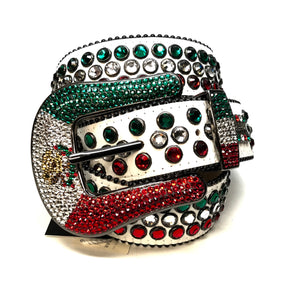 b.b. Simon "Mexican Flag" Fully Loaded Crystal Belt - Dudes Boutique