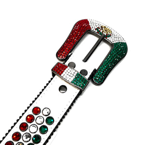 b.b. Simon "Mexican Flag" Fully Loaded Crystal Belt - Dudes Boutique