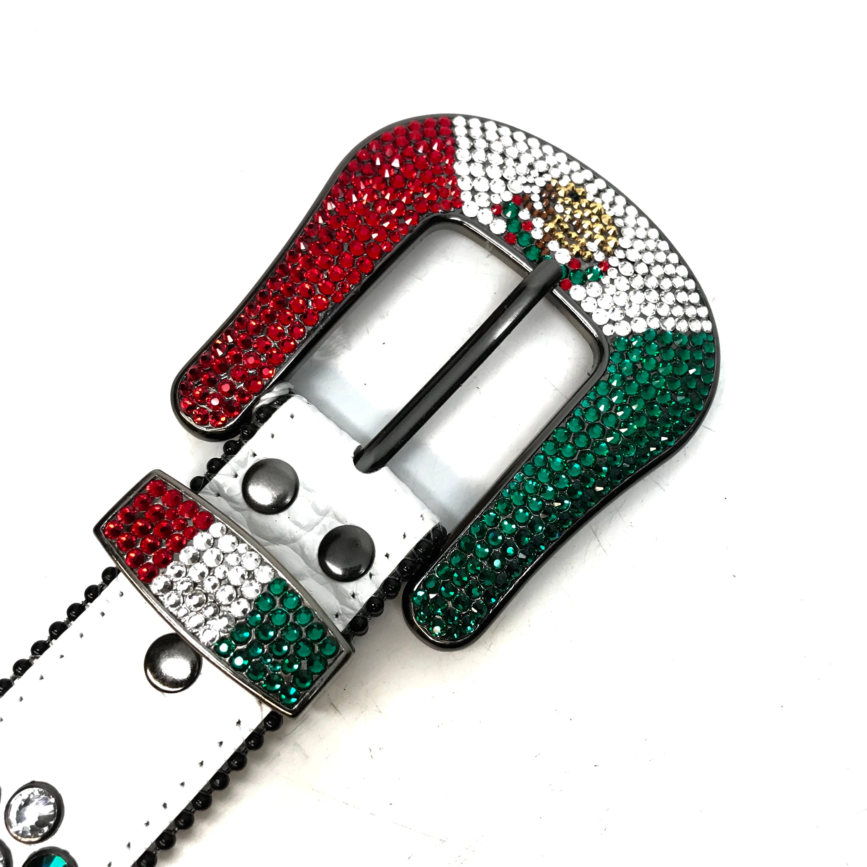 b.b. Simon "Mexican Flag" Fully Loaded Crystal Belt - Dudes Boutique