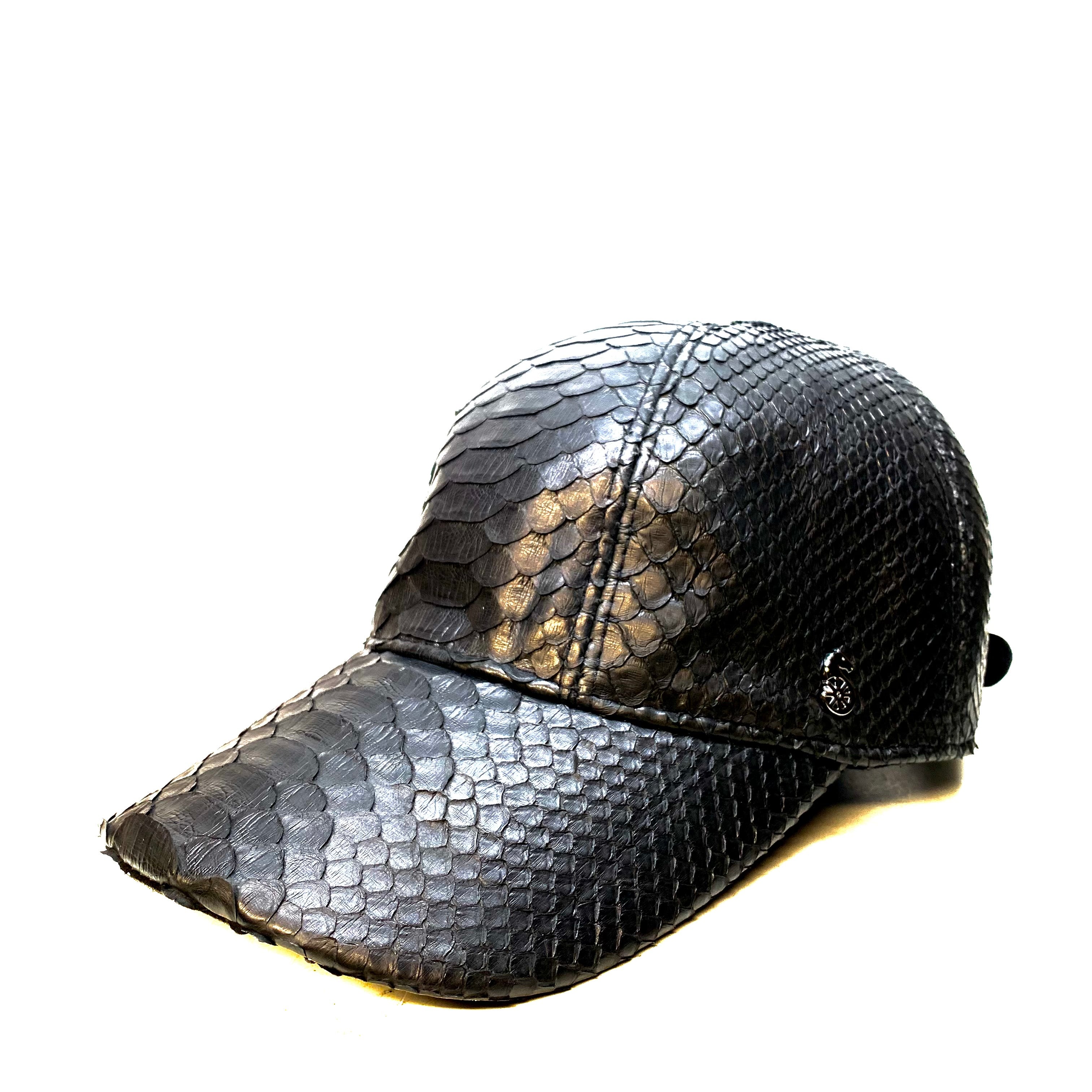 Barya NewYork All-Over Black Python Strap-Back Base Ball Hat - Dudes Boutique