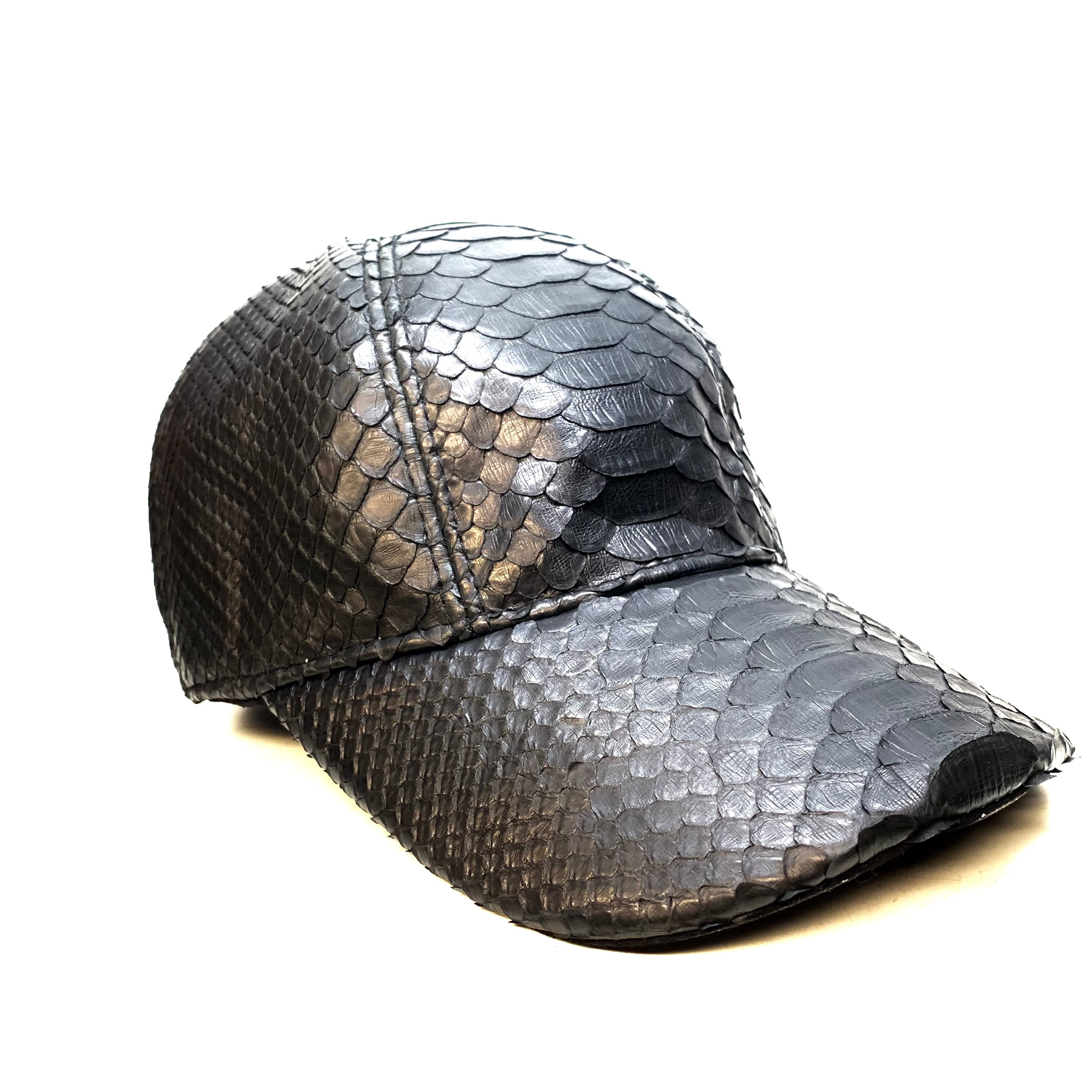 Barya NewYork All-Over Black Python Strap-Back Base Ball Hat - Dudes Boutique