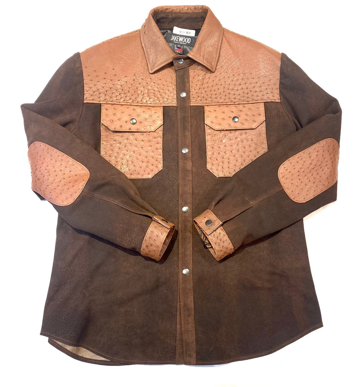 Kashani Chocolate Brown Ostrich Quill/Suede Shirt - Dudes Boutique