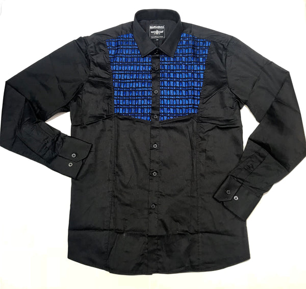Barabas Blue Grid Tuxedo Button Up Shirt - Dudes Boutique