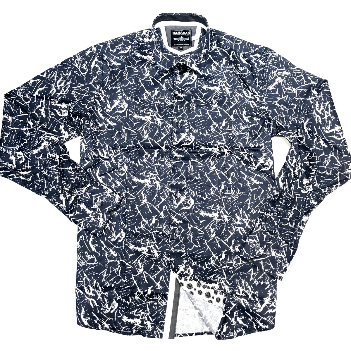Barabas Navy Slash Button Up Shirt - Dudes Boutique