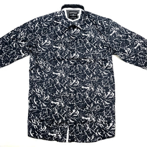 Barabas Navy Slash Button Up Shirt - Dudes Boutique