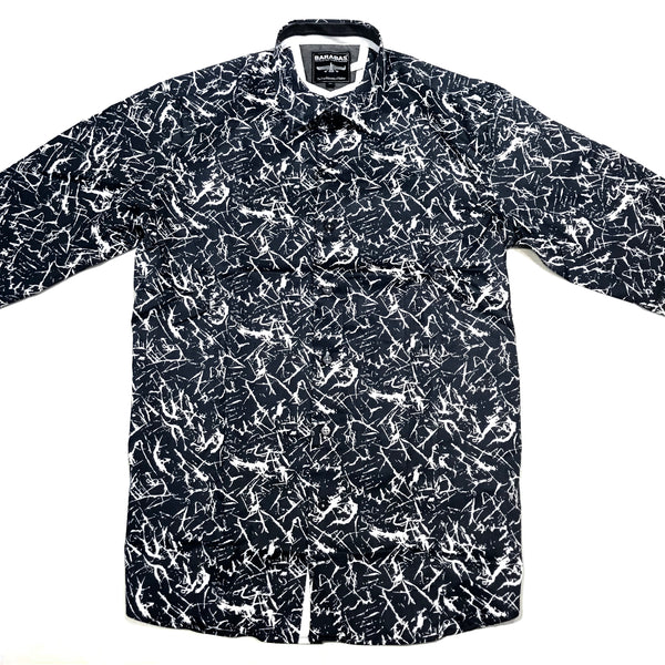 Barabas Navy Slash Button Up Shirt - Dudes Boutique