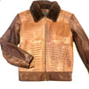 Kashani Brown Full Alligator Pony Sleeve Mink Collar Bomber Jacket - Dudes Boutique