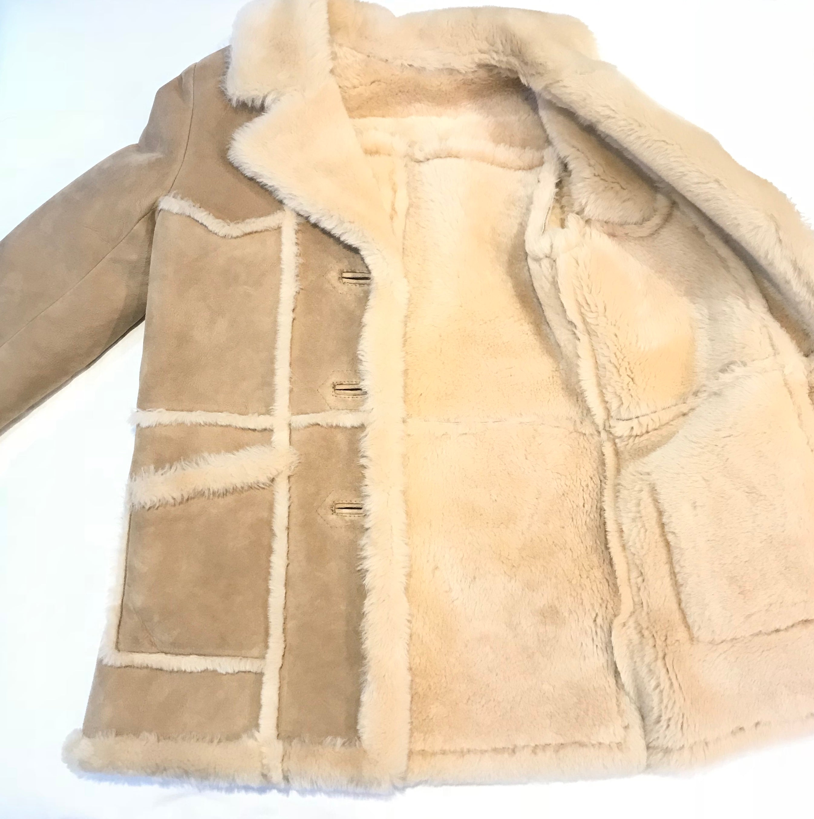 Kashani Ladies Natural Sherpa Lined Shearling Coat - Dudes Boutique