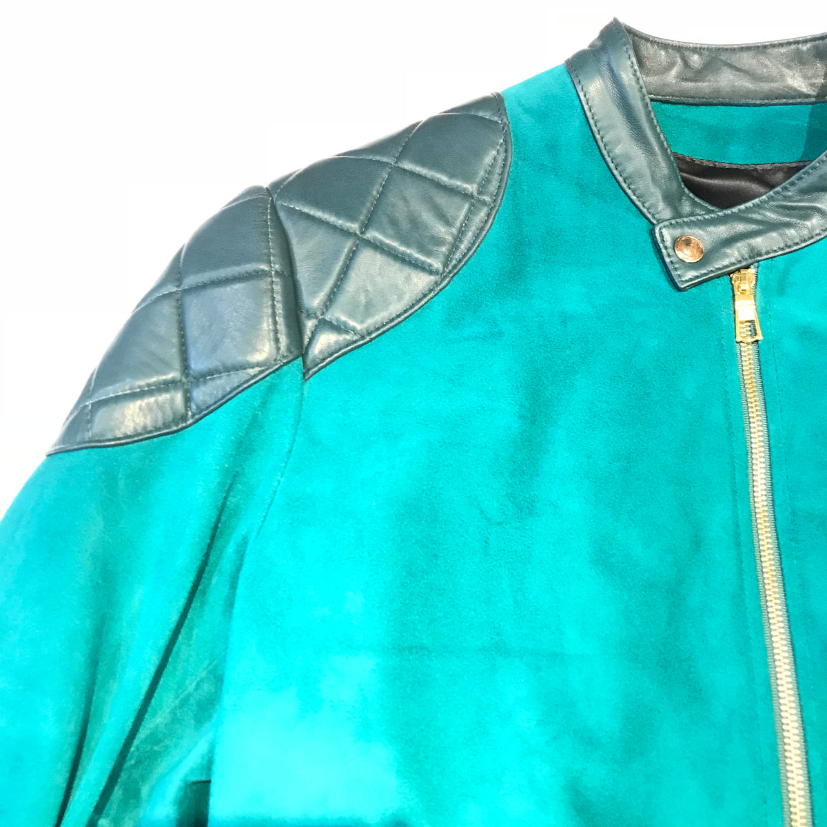 Kashani Turquoise Suede Chinese Collar Biker Jacket - Dudes Boutique