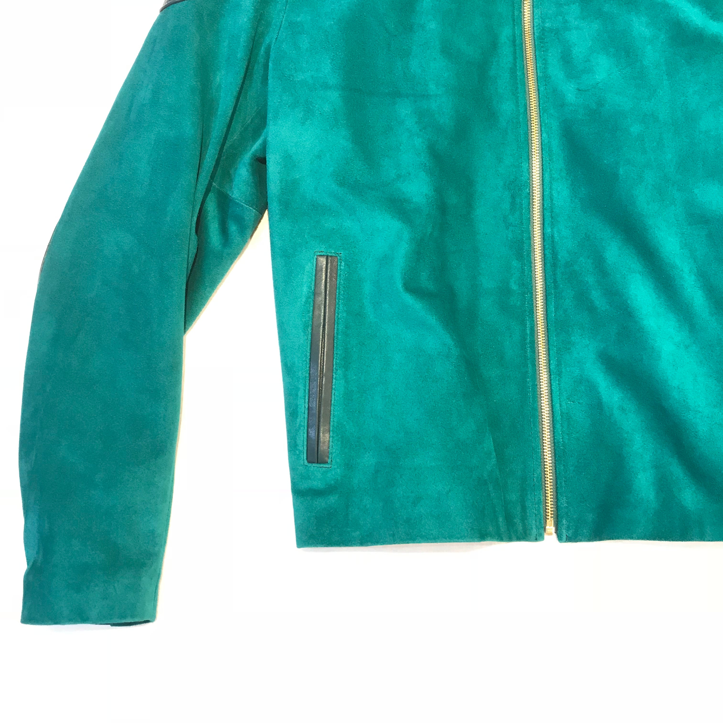 Kashani Turquoise Suede Chinese Collar Biker Jacket - Dudes Boutique