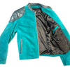 Kashani Turquoise Suede Chinese Collar Biker Jacket - Dudes Boutique