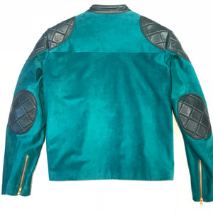 Kashani Turquoise Suede Chinese Collar Biker Jacket - Dudes Boutique