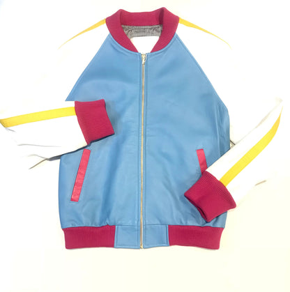 Kashani Multi-Color Lambskin Varsity Jacket - Dudes Boutique