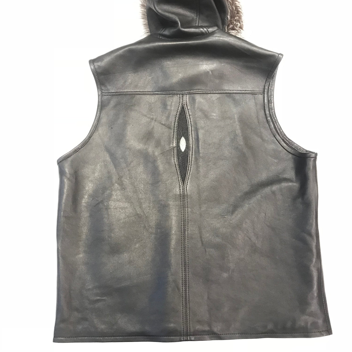 Kashani Black Stingray Silver Fox Hooded Vest - Dudes Boutique