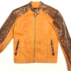 Kashani Honey Comb Python Leather Biker Jacket - Dudes Boutique